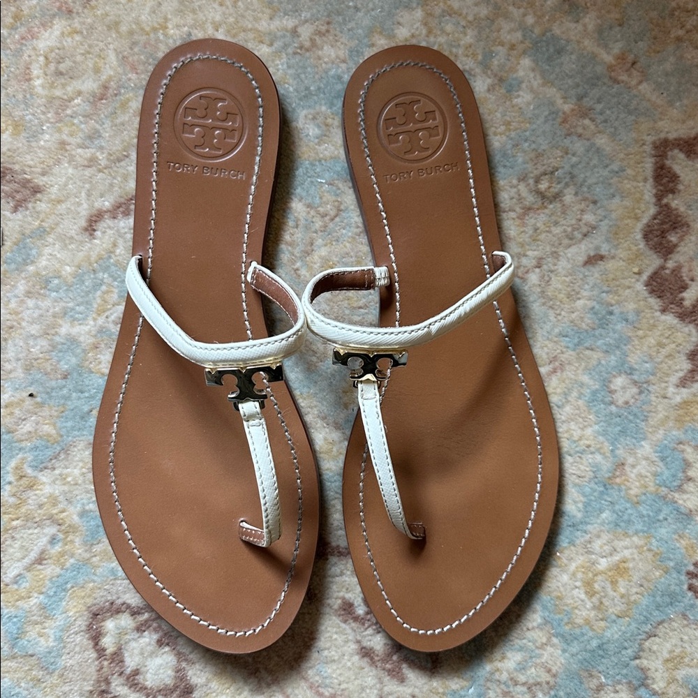 White Tory Burch Sandals, Size 8.5